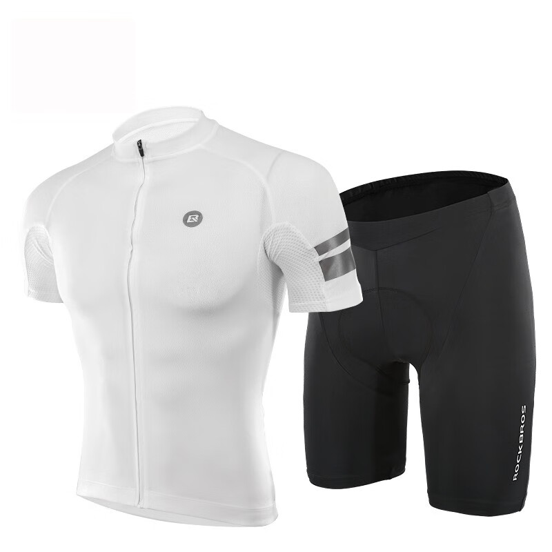 洛克兄弟（ROCKBROS）夏季骑行服套装男女山地公路自行车衣服单车装备 白色套装（logo款） L