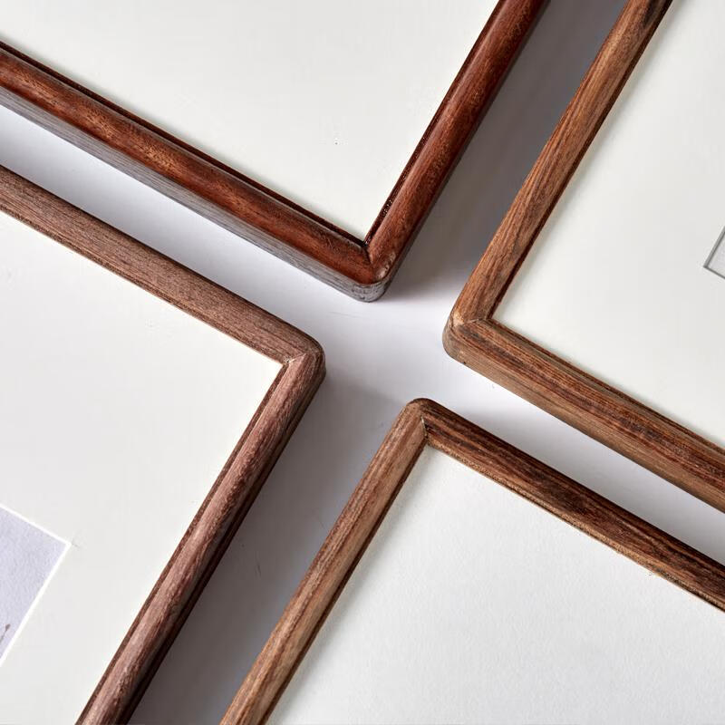 绍筁字画装裱空框 卯榫圆角框裱框挂墙中式实木框裱字画国画窄边框