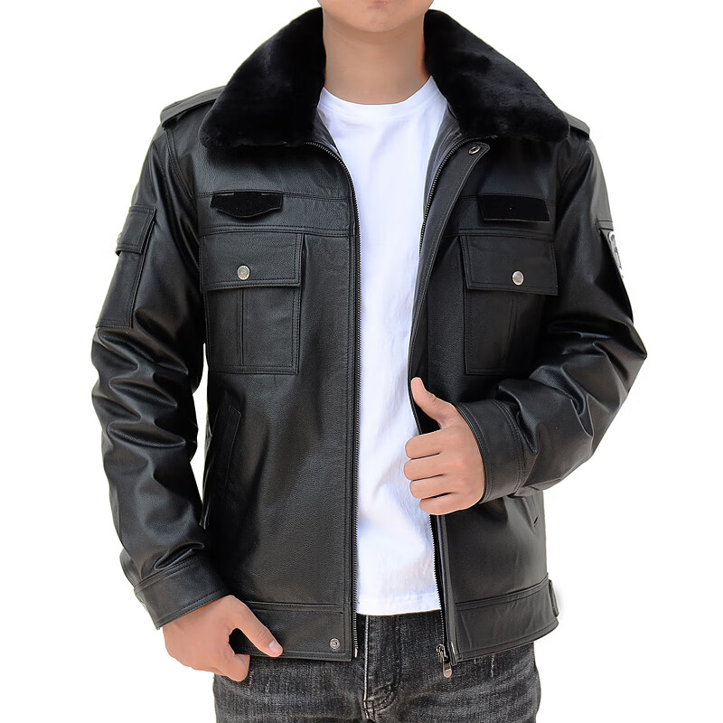 真皮皮衣外套男头层牛皮保安服执勤服秋冬防寒保暖定交通制服定制款