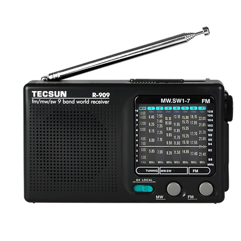 德生（Tecsun） R-909老年人全波段收音机广播半导体 便携式老人指针迷你FM收音机 标配+电池充电器+4节充电电池68988696304