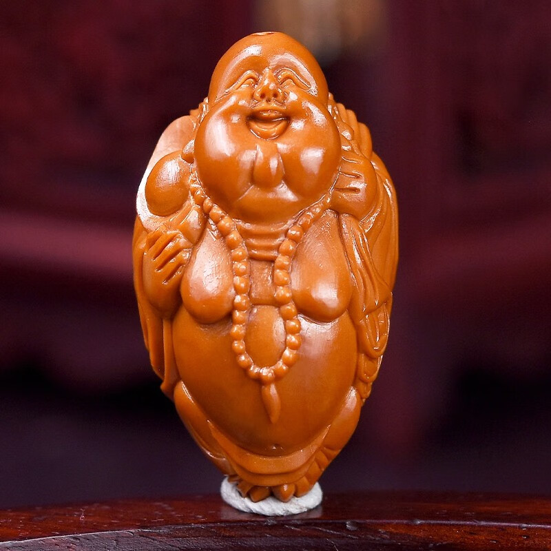 1大籽文玩核雕男士手把件吊坠 苏工大师手工 福袋弥勒2.0*3.5cm