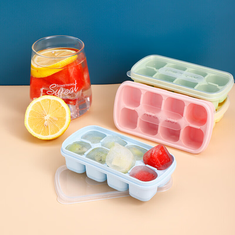 沃德百惠（WORTHBUY）冰块硅胶模具家用自制冻冰块储存盒制冰神器食品级带盖速冻制冰盒 绿色