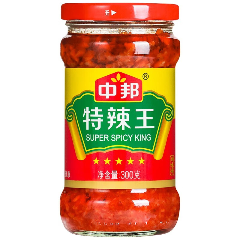风味辣椒酱下饭菜拌饭拌面酱特辣酱香辣王剁椒酱 中邦特辣王300g*1瓶