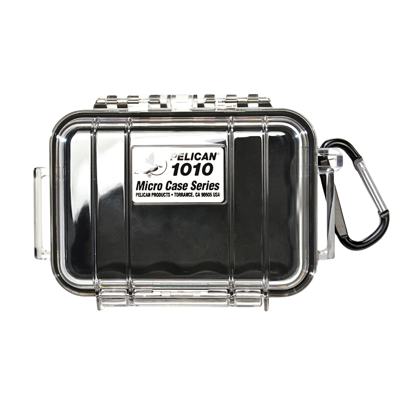 派力肯（PELICAN） 1010户外防水盒耳机防护盒塘鹅安全防护盒数码电子安全盒潜水盒相机存储卡盒 黑色透明