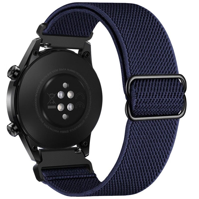 igiftfire适配华为智能gt2表带22mm 伸缩尼龙黑扣弹力伸缩表带男 深