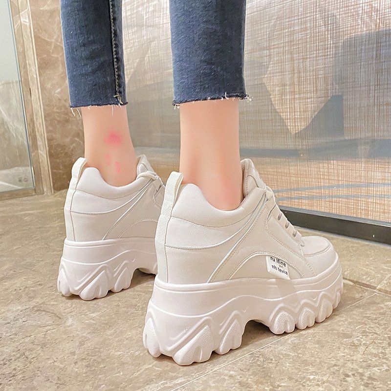 守图冬季女鞋加绒加厚内增高内曾高加毛棉鞋12cm超高跟小白鞋百搭松糕