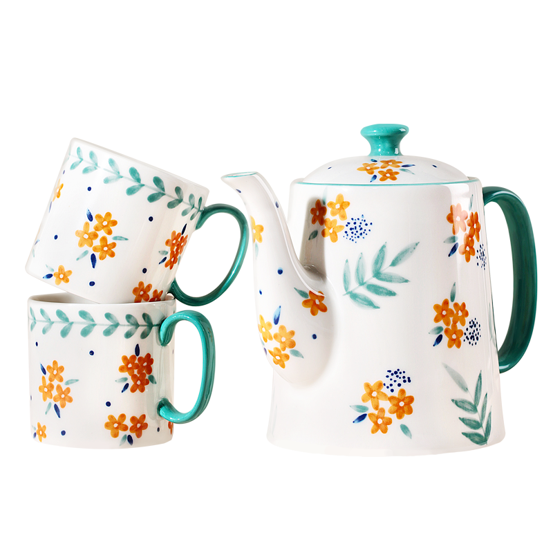 佳佰 清新田园风格茶壶套装水壶水杯套装 加厚大容量办公茶壶凉水壶套装一壶两杯