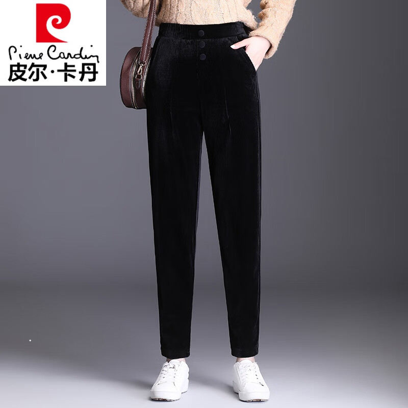皮尔卡丹品牌轻奢高档女装 金丝绒哈伦裤女秋秋冬宽松高腰显瘦中年