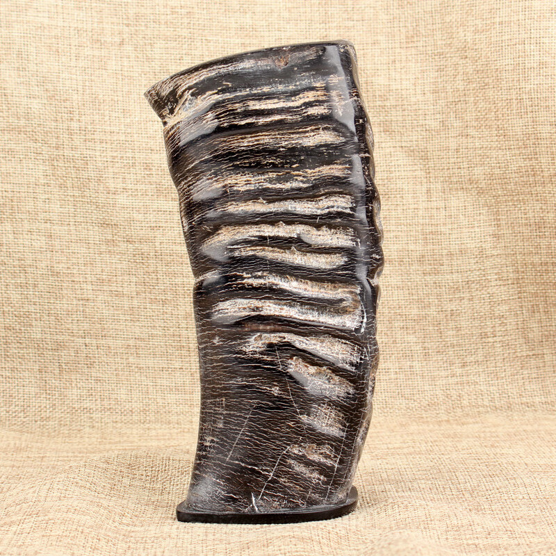 维诺亚牛角花瓶创意客厅水培插花瓶玄关柜装复古 黑牛角筒花瓶 高16cm