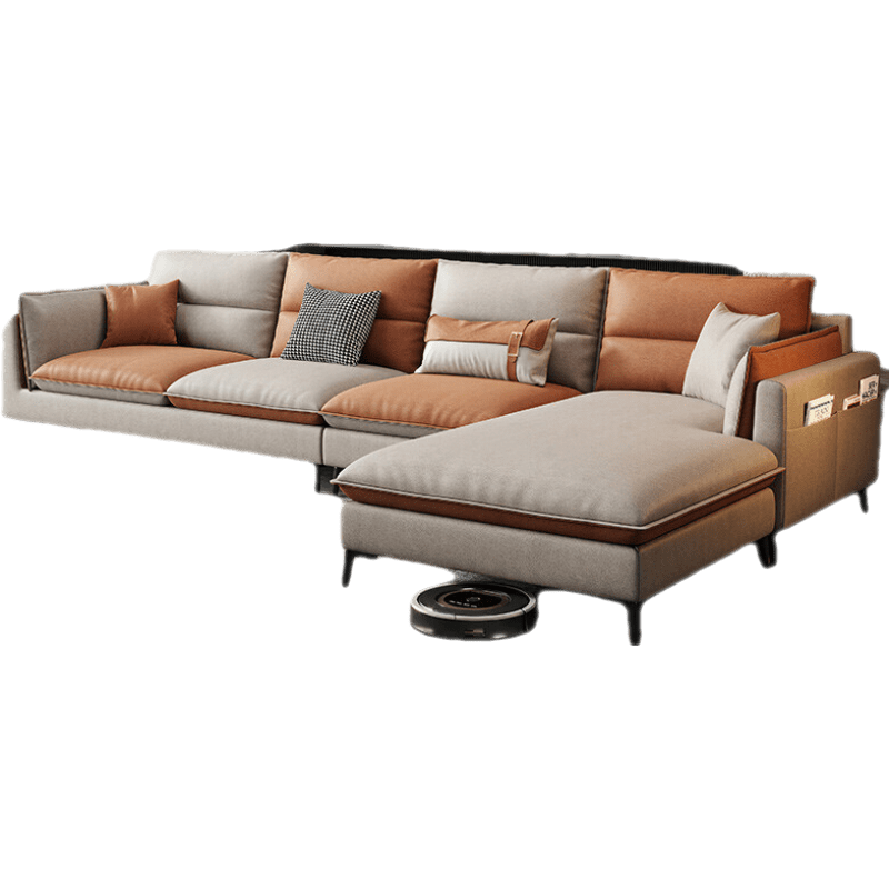 季勤 沙发 沙发意式极简轻奢纳米科技布沙发大小户型客厅现代简约免洗北欧沙发ins风拼色创意高脚布沙发 四人位+脚踏【总长3.2米】 纳米三防科技布【独立弹簧+天然乳胶+高回弹海绵款】