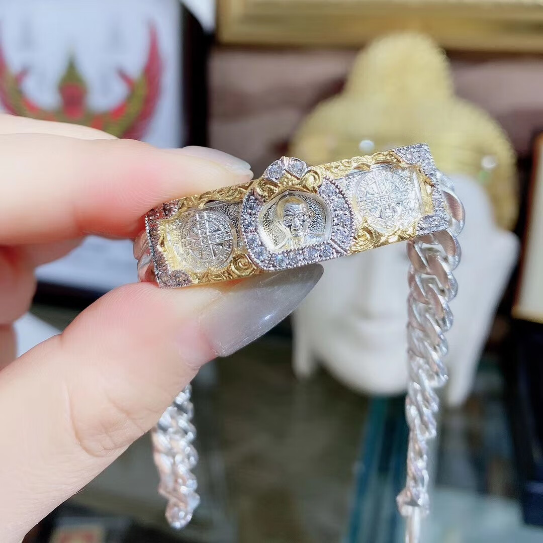 尚多芙泰国18年老店泰精佛牌纪念品手镯龙婆瑞手链2557年索丽雄鸡女银