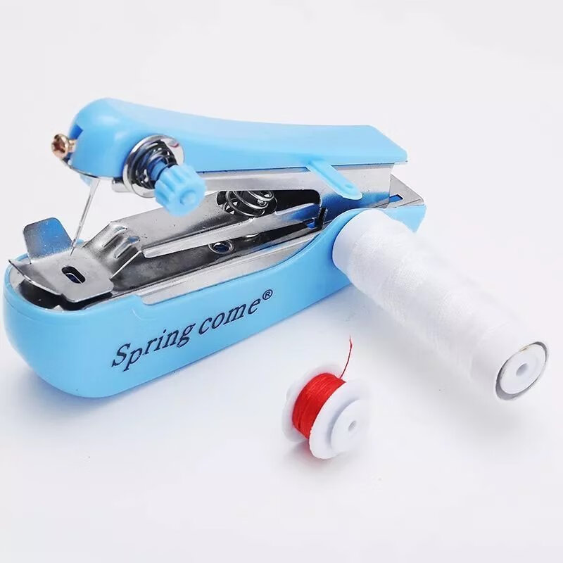迷你縫紉機家用手持手動小型縫紉機便攜微型縫衣吃厚顏色隨機發(fā) 加強版-縫紉機【+2件+品】
