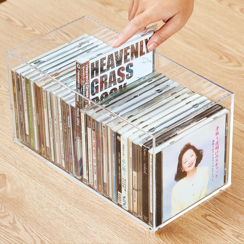 家の物语（KATEI STORY）日本亚克力家用dvd碟片cd盒子光盘收纳盒箱塑料专辑游戏碟储存架 高透明CD收纳盒带盖*2个装