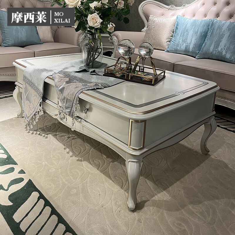 诗亭阁欧式茶几客厅欧式实木茶几角几组合客厅时尚家具轻奢风格 2895