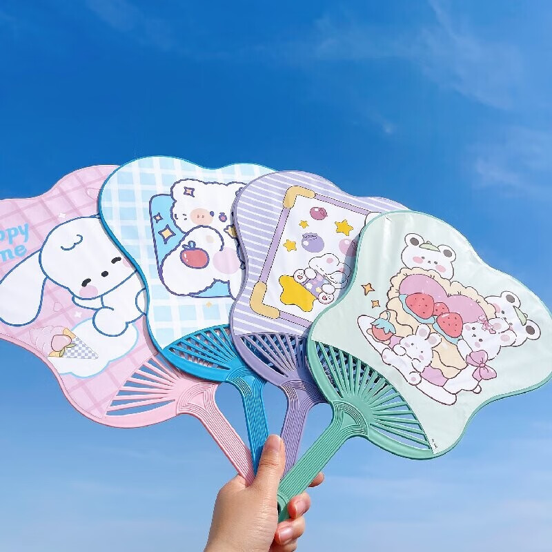 晰翊(xiyi)夏季卡通儿童塑料扇子可爱芭蕉型大号学生驱蚊清凉手摇扇
