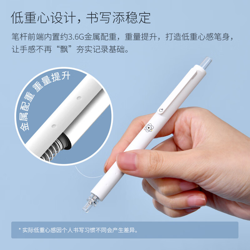 KACO 菁点按动中性笔高颜值学科系列0.5mm黑色签字笔网红文具办公考试学生刷题笔 水笔4支装 学科笔Ⅱ（英历物生）