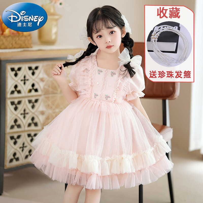 女童公主裙夏装蓬蓬纱裙萝莉塔裙夏季连衣裙宝宝生日裙子女 樱花粉