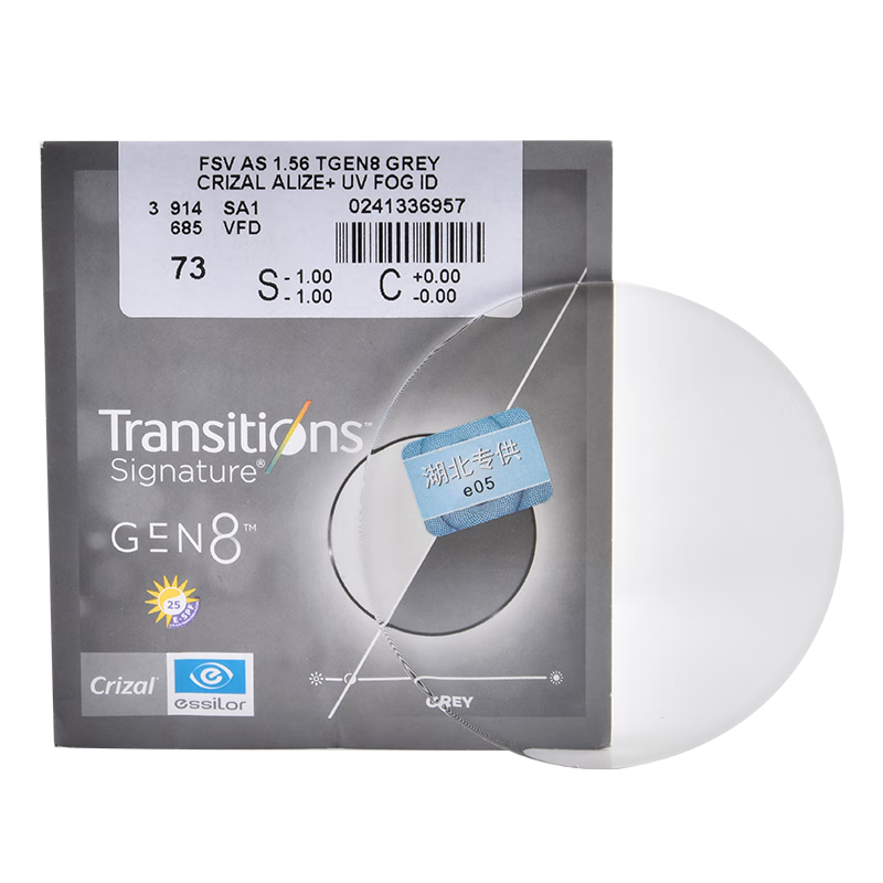 依視路（ESSILOR）全視線GEN S感光鉆晶膜潔變色鏡片膜巖膜致防藍(lán)光變灰近視眼鏡片 鉆晶膜致變色（定制片2片） 1.60(薄)