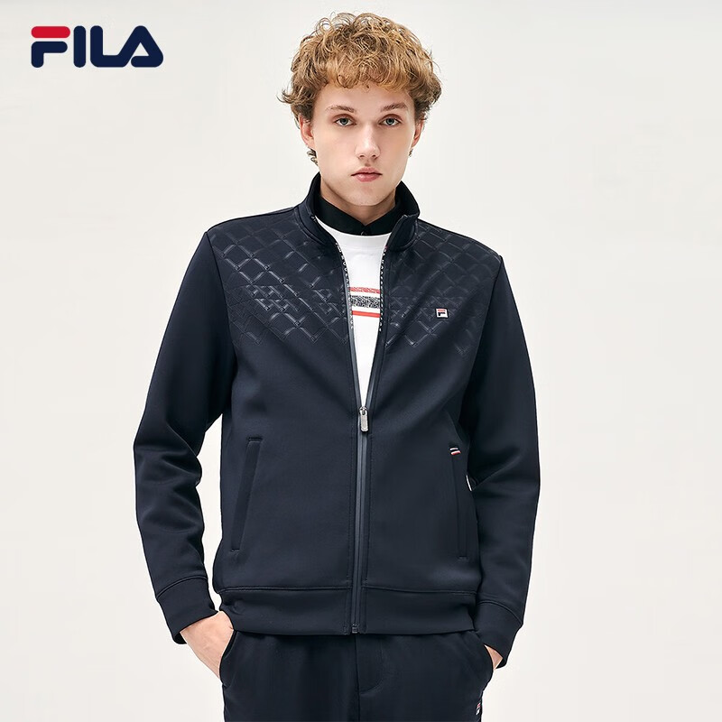 fila斐乐男装官方男子针织上衣2021冬季新款时尚休闲针织上衣外套夹克