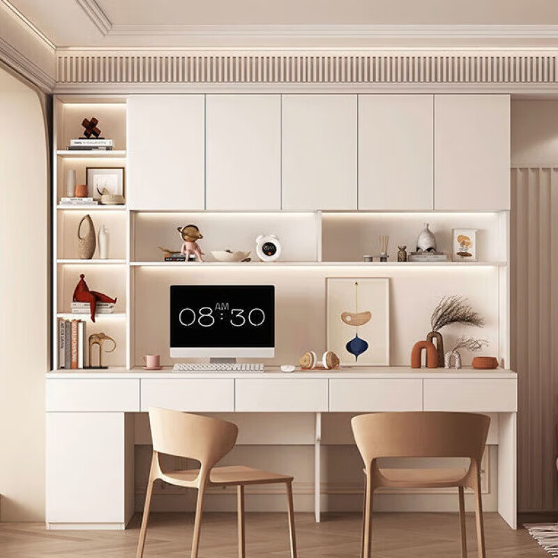 书房书桌组合书柜一体靠墙收纳储物柜卧室双人学 款式a 送货入户包