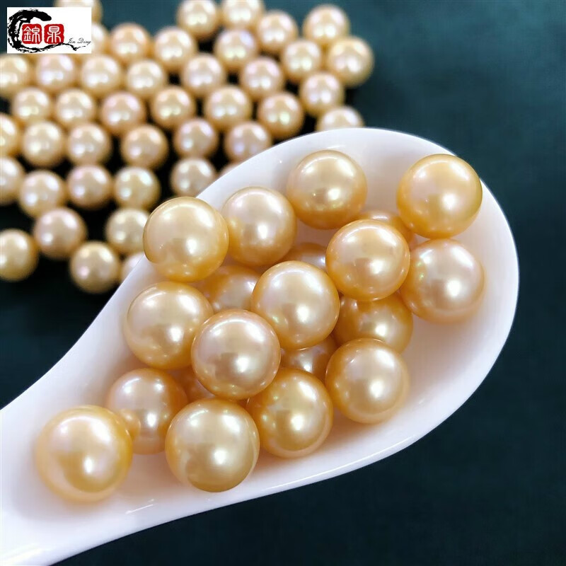 锦鼎 诸暨山下湖产地  9-10-11淡水金色珍珠散珠颗粒珠饰品镶嵌半孔珠
