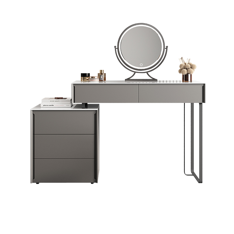 梵爱 梳妆台卧室现代简约小户型岩板梳妆台轻奢网红ins风化妆桌子 梳妆台+凳子(不带边柜) 组装