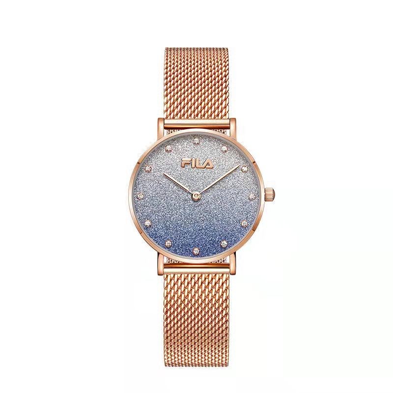 斐乐(fila)新品手表女士满天星轻奢时尚气质渐变防水钢带腕表女6072