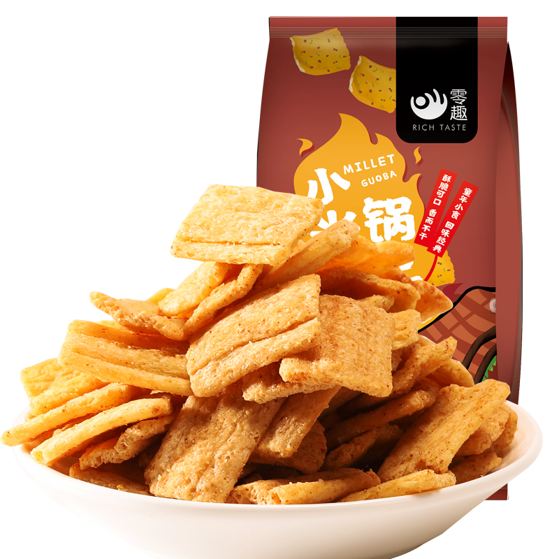 零趣小米锅巴 多口味休闲食品零食小吃办公室下午茶点心  牛排味60g*2袋