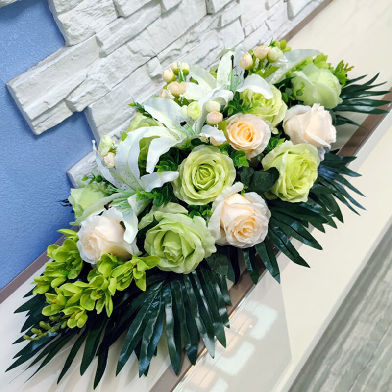 花摆花仿真花办公室装饰台花冰箱假花前台会议室桌面长桌 新雅款60cm