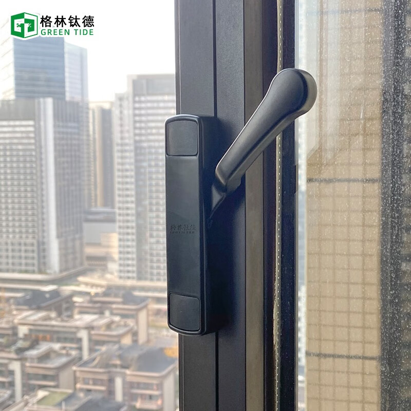 格林鈦德（GREEN TIDE）斷橋鋁合金門窗外平開窗側(cè)柄執(zhí)手矮扁窗戶把手執(zhí)手側(cè)開超薄拉手 黑色1個(gè) 配U型撥叉55mm