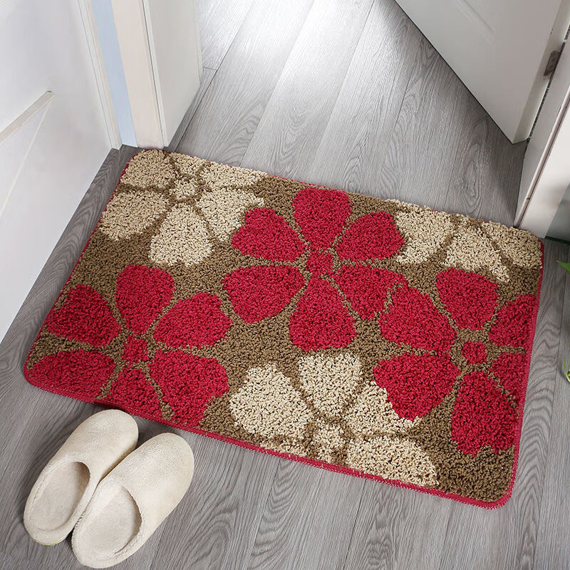 地毯卧室地毯卫生间门口吸水防滑垫 红色花园 80*120cm