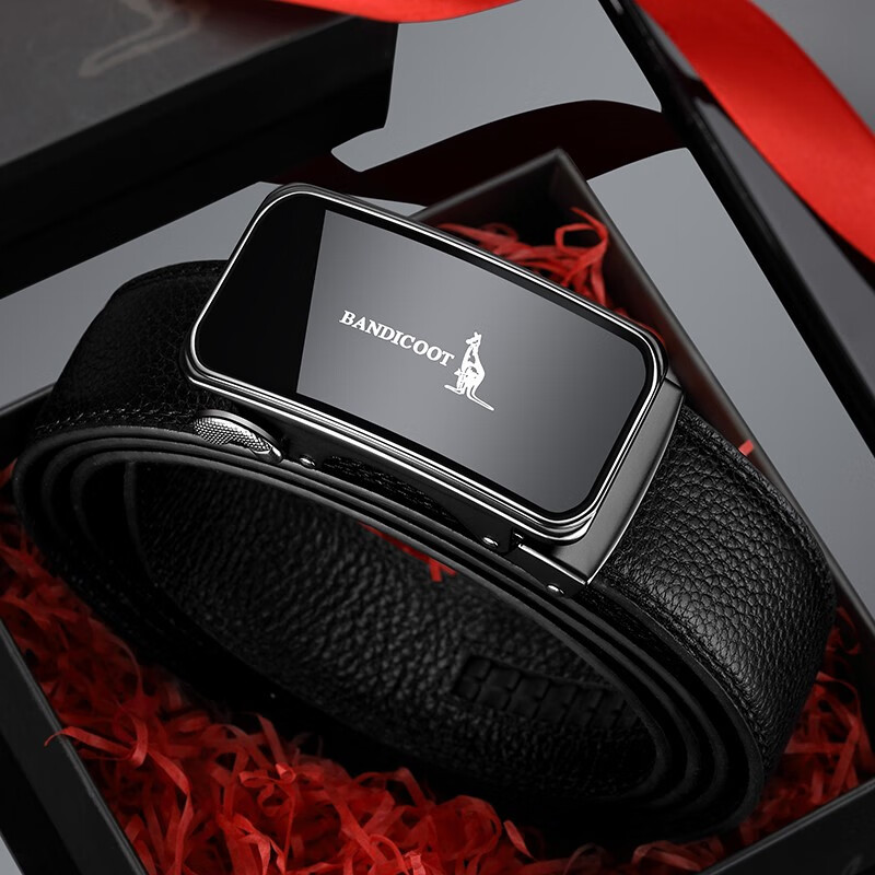 袋鼠bandicoot皮带男士真皮自动扣腰带男士商务潮流百搭裤带牛皮中