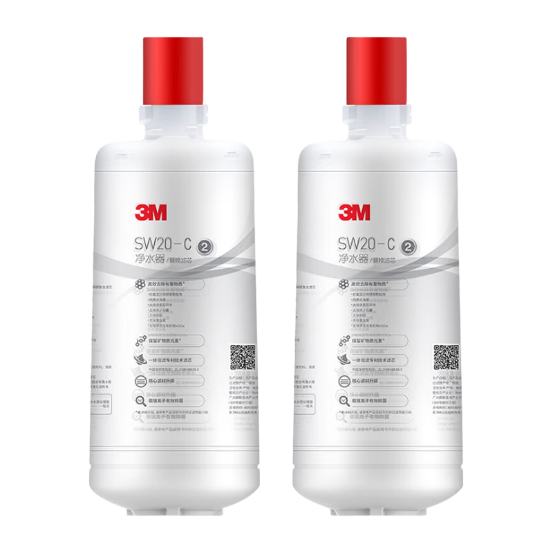 3M 【雙支裝補(bǔ)15%】家用凈水器濾芯sw20/sw29替換濾芯（可替代dws2000濾芯dws3067濾芯） sw20精濾芯兩支裝(通用SW29)