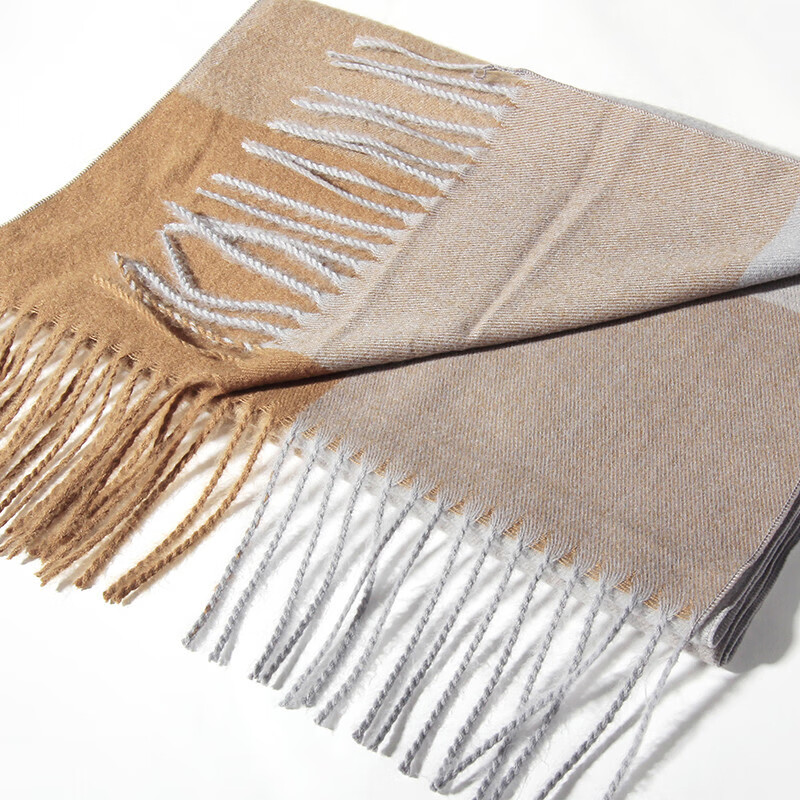 达芬奇密码 秋冬季保暖围巾女欧美风学生围脖情侣格子披肩 6# 浅灰咖色(205*35cm)