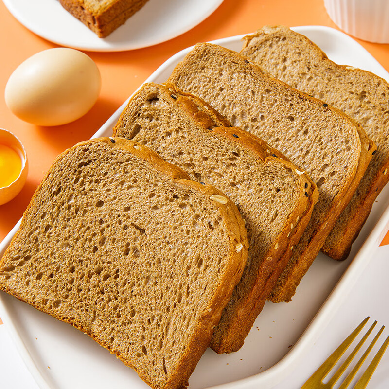千焙屋无加蔗糖500g黑麦代餐西式吐司两片装面包片
