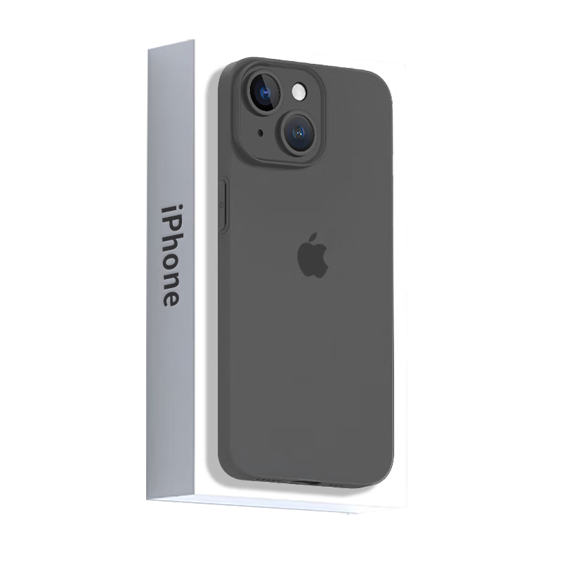 古雷斯 苹果14手机壳 iPhone14保护套 全包超薄磨砂半透明防摔硅胶软壳男女款简约个性防指纹-透黑
