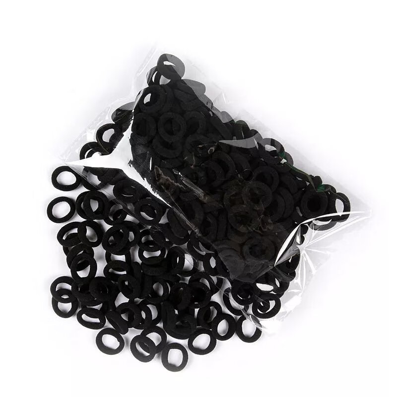 100根不伤发无接缝儿童毛巾发圈发绳毛巾圈女童高弹力皮筋头饰品 迷你小圈-黑色 100根