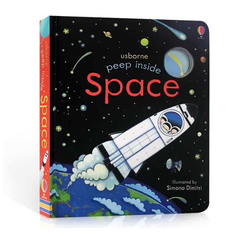 英文原版 Usborne Peep Inside Space 偷偷看里面系列 太空 英文原版绘本 纸板科普翻翻书 洞洞书 早教启蒙认知 尤斯伯恩 . 绿山墙图书