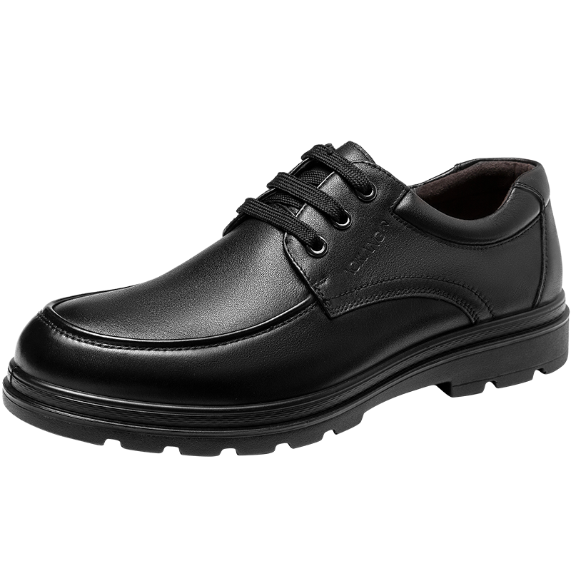 奥康男鞋    中年男士商务休闲日常皮鞋舒适平底系带简约时尚男士单鞋 黑色 3949938897023