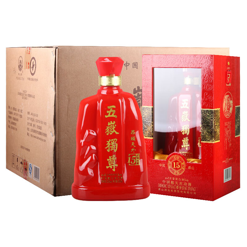 泰山牌 浓香型白酒 52度五岳独尊(昂头天外15) 整箱 500ml*6瓶