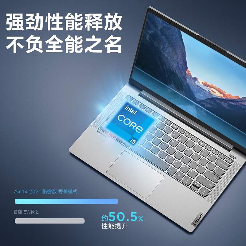 联想(Lenovo)小新Air14 11代酷睿i5轻薄本win11高性能办公设计手提笔记本电脑 定制i5-1155G7/8G/512G固态 银色 锐炬显卡