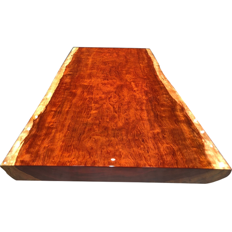 倾听木之歌 巴花大板桌实木原木简约现代功夫茶桌泡茶台客厅茶几 巴花150*75-79*8自然边+工字支架