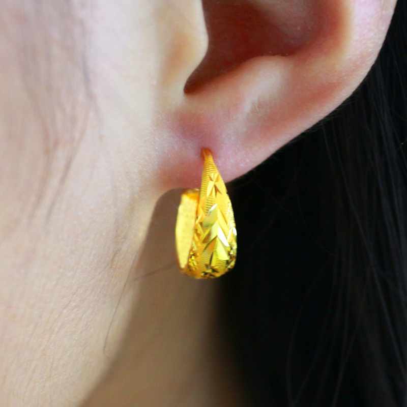 黄金耳环9999足金女款耳圈大小耳包纯金饰品真金首饰送妈妈奶奶老年人