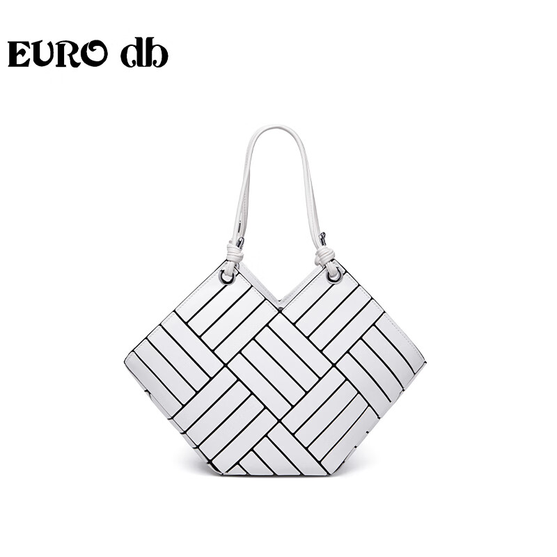 EURO DB新款兰芯子母包时尚百搭原创单肩包个性大小号小众设计菱格手提包 白色-小号