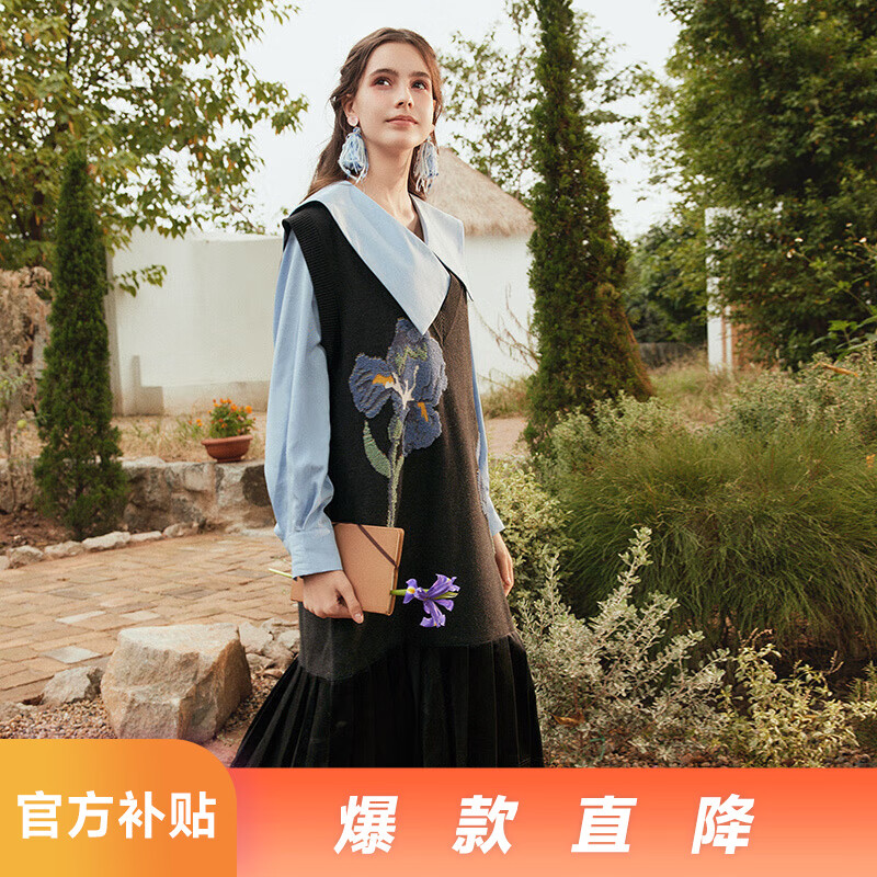 ���ڲ����������������֯����ȹ2024�ﶬ�¿��ɫë���ڴ�����ȹ �β���� ��ɫ-y L