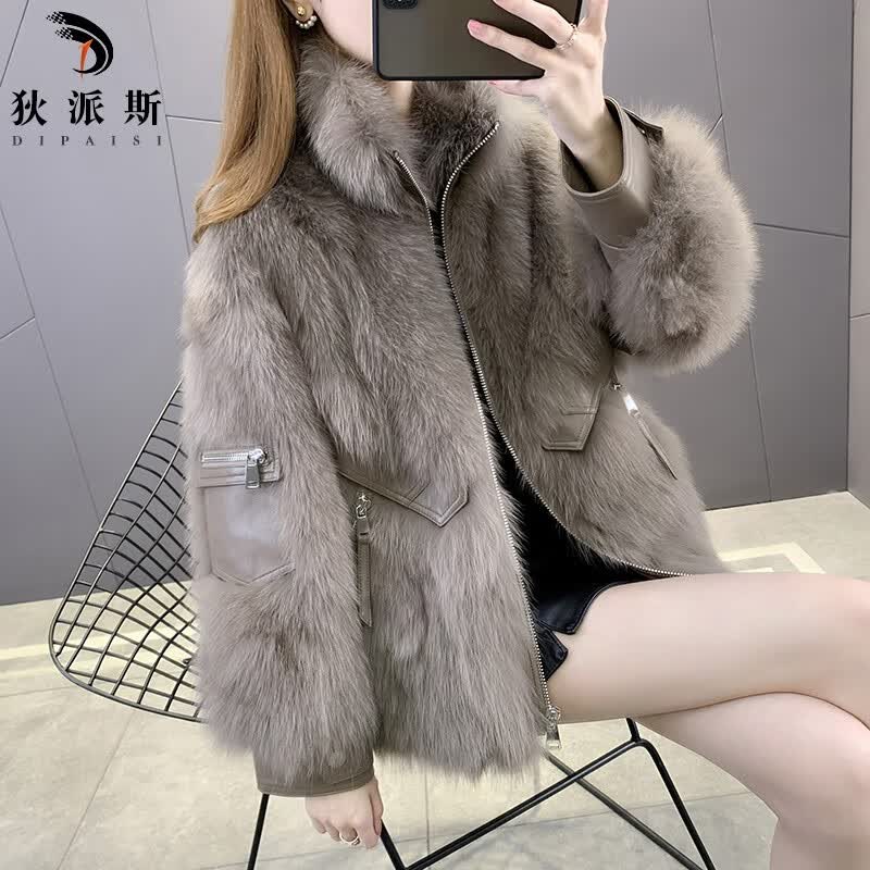 狄派斯真狐狸毛皮草女工海宁皮毛一体减龄绵羊皮年轻款冬季时尚外套大衣 浅咖色 L怎么样,好用不?