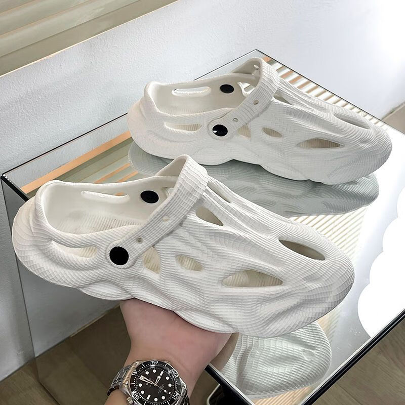 蓝诺猫椰子洞洞鞋男士夏季包头凉拖鞋透气潮流外穿软底防滑开车凉鞋