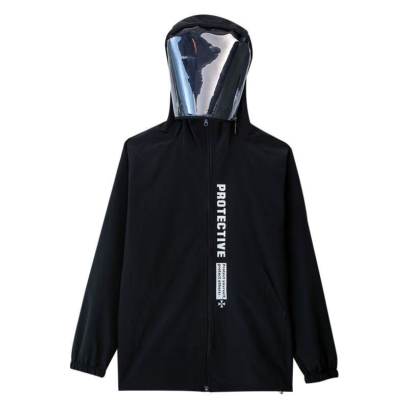 防护服出国坐飞机用隔离防护衣服儿童防飞沫重复使用外套 黑色 s