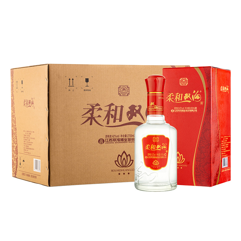 双沟 柔和双沟三星 浓香型白酒 42度 450ml*6瓶 整箱装