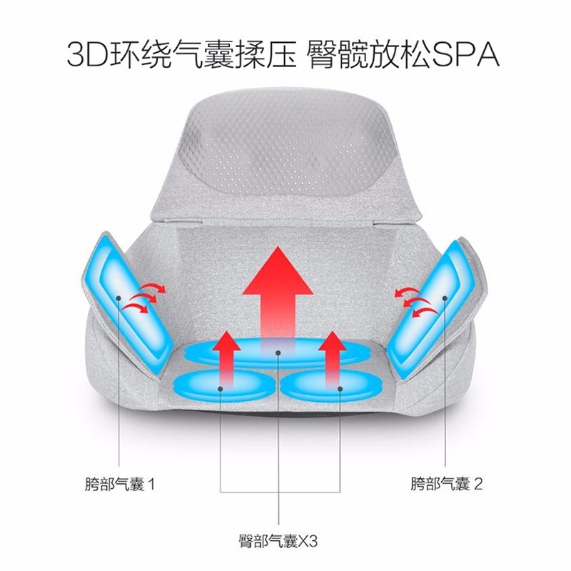 摩摩哒荣泰集团旗下按摩器按摩仪腰部按摩器腰靠腰椎热敷背部臀部公室按摩靠垫靠SX352枕送爸妈长辈礼物 浅灰色
